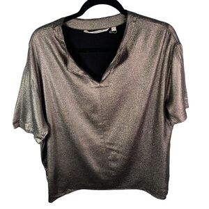 Moscow Split V Neck Short Sleeve Size Medium Bronze